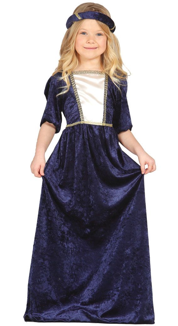 Costume DAMA MEDIEVALE BLU bambina