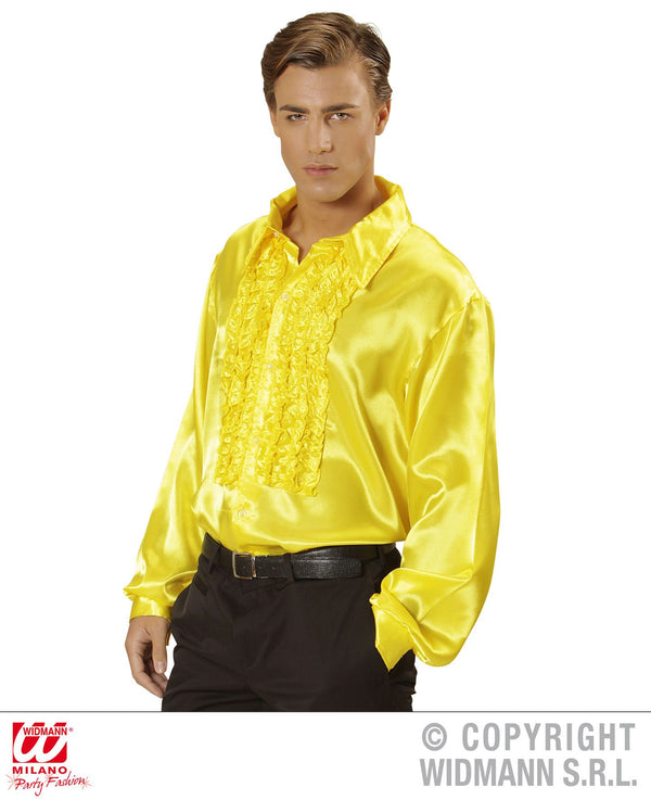 Camicia con volant in raso giallo