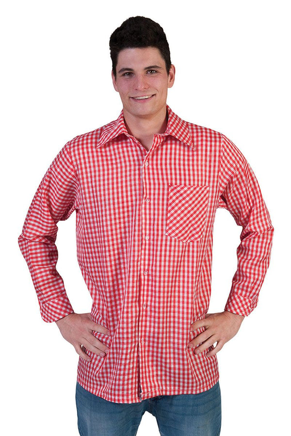 Camicia bavarese ROSSO-BIANCO uomo